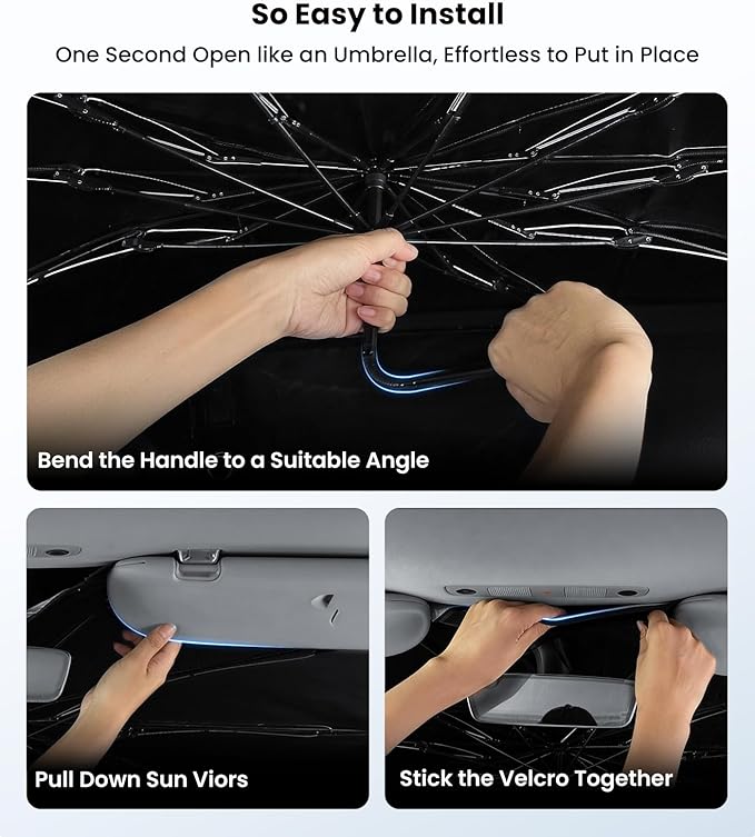 Zanch 2026 Upgraded Windshield Sun Shade Umbrella: Custom Fit for Toyota RAV4 2017-2026 Front Window Sunshade, Block UV Rays & Keep Car Cool, 1:1 Scan for RAV4, No Gaps & No Scratches.