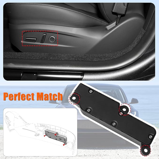 Compatible with Tesla Power Seat Control Switch with Button Cover Model 3 Model Y 2021-2024, Front Left Driver Side Seat Controller Backrest Cushion Adjuster Switch for Tesla Accessories