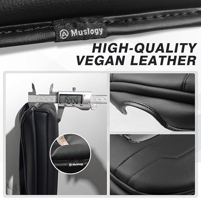 Muslogy Center Console Armrest Cover Fit for Chevy Silverado & GMC Sierra 1500 2500 3500 2022-2026 Accessories, Comfort Armrest Pad Console Lid Cushion Vegan Leather 1-Inch Extra Thick(Bucket Seat)