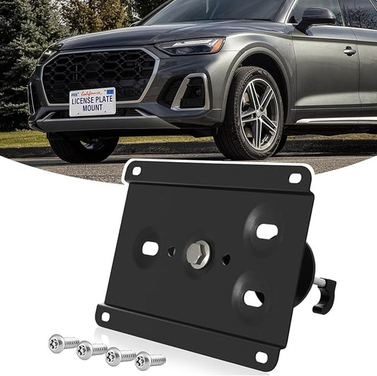 Front License Plate Holder No-Drill License Plate Bracket Mount Anti-Theft Frame Replacement Frames Compatible with Audi Q5 Sportback80A 2021-2024, RS Q8 2020-2024