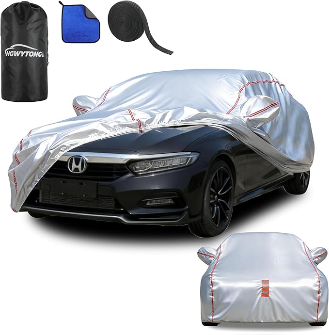 Car Cover Waterproof All Weather for Honda Accord 2002-2025,All-Around Fastening and 4 Upgrades, 30s Quick-Install for Car Cover