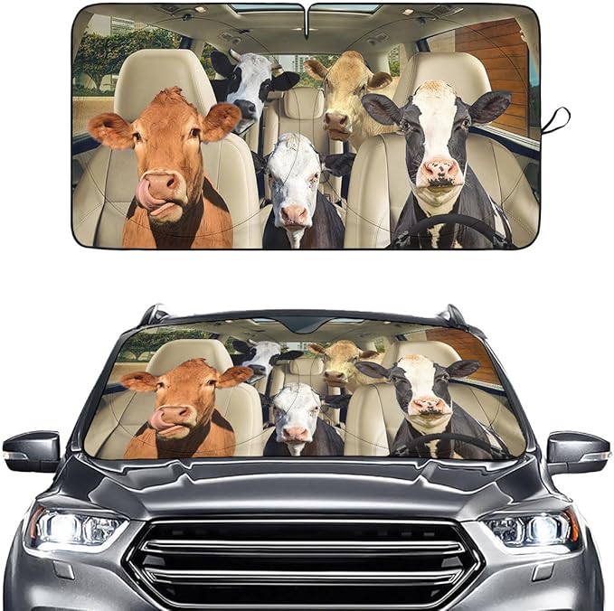 Horror Windshield Sun Shade for Car SUV Truck (55x30 Inches), Front Window Visor for Windows, Protector Blocks UV