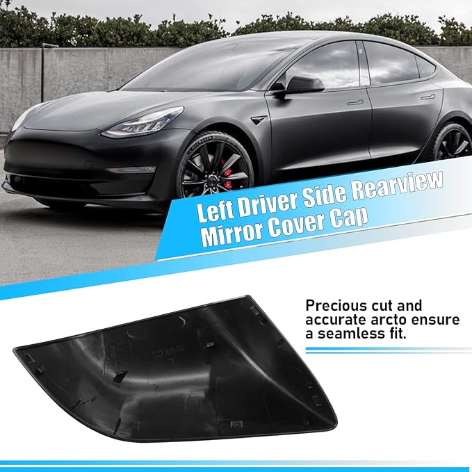 Jaronx Compatible with Tesla Model 3 Side Mirror Cover Replacement 2017 2018 2019 2020 2021 2022 2023 2024 2025, Driver Side Door Wing Rear View Mirror Cover Caps for Model 3 Accessories(Black)
