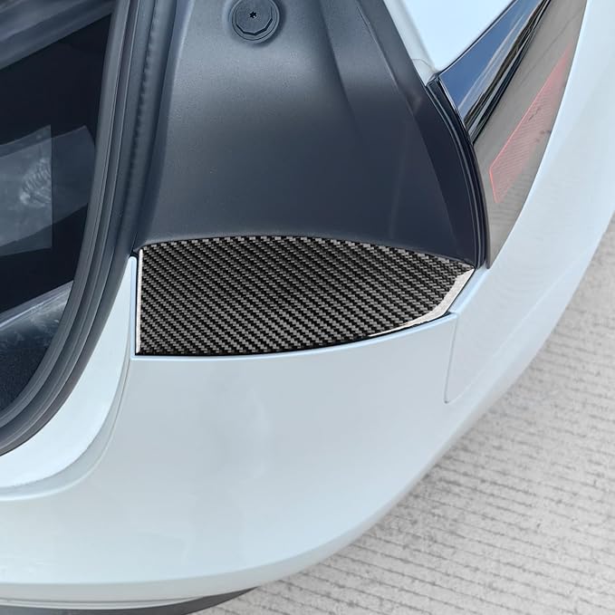 Carbon Fiber Stickers Rear Taillight Pad Decoration Sticker Car Exterior Trim Compatible with Tesla Model 3 Accessories 2024 2025 Overlay Decal Cover Anti-Scratch Protective Pad