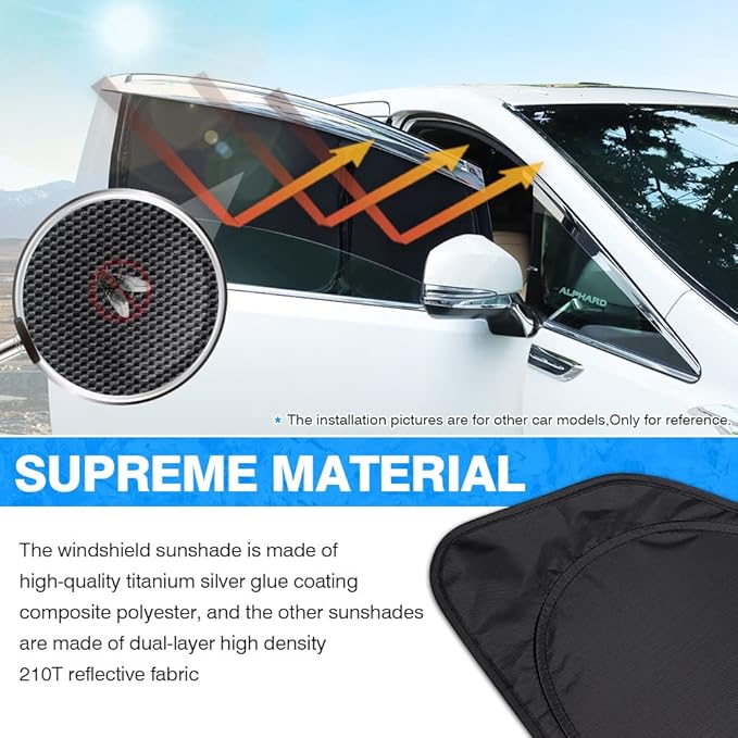T TGBROS Windshield Sun Shade for Ford Explorer 2011-2019 Car Window Shades Thicken UV Block and Blackout Privacy Foldable Sunshades 8PCS Accessories Keep Cool Sun Visor Covers