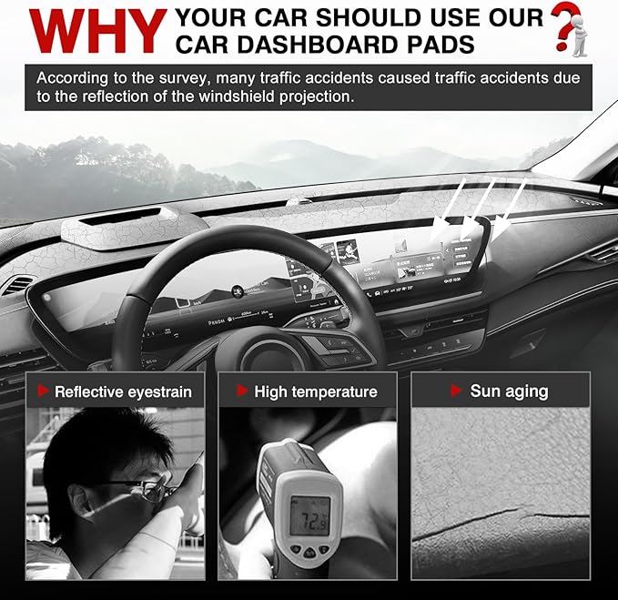 Autorder Dashboard Cover Mat for 2024 2025 2026 Buick Envision Accessories Dash Cover Upgrade Velvet Dash Mat Sunshade Glare UV Rays Protector