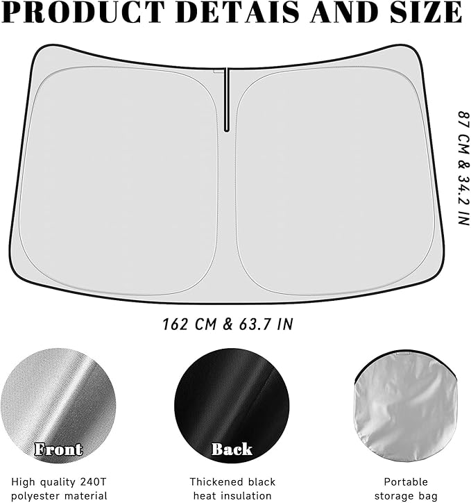 Car Windshield Sun Shade for Kia 2022-2025 2026 Carnival Accessories (OEM Design) Reflective Foldable Heat Insulation Sunshade for Ultimate Protection
