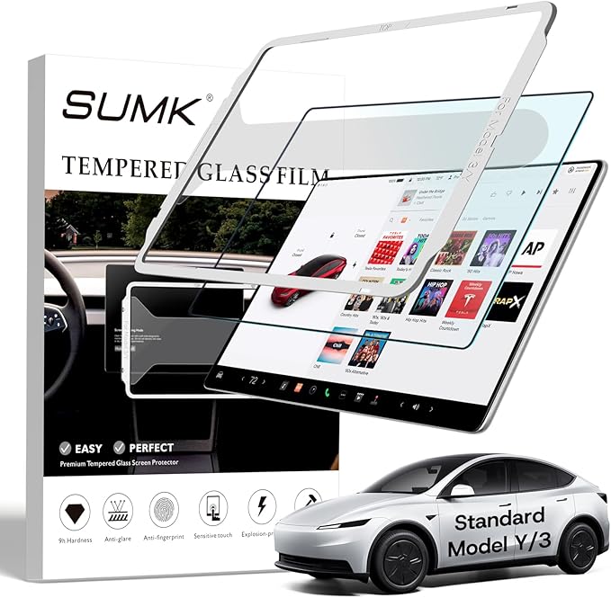 15.4 inch Front Screen Protector for Tesla Model 3/Y Accessories, [Anti-Glare & Anti-Fingerprint] Tempered Glass Screen Protector for Tesla Model Y Standard & Model 3 Highland [Matte] - 1pcs