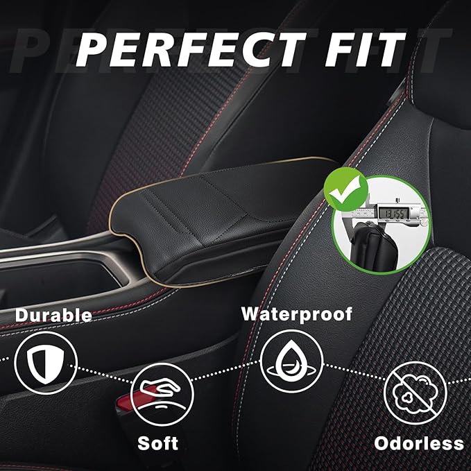 Muslogy Center Console Armrest Cover Fit for Nissan Kicks 2025 2026 Accessories, Comfort Armrest Pad Console Lid Cushion Vegan Leather 1-Inch Extra Thick