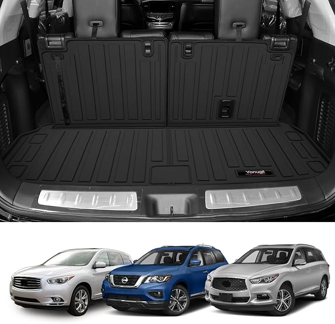 Custom for 2013-2020 Nissan Pathfinder/2013 JX35 /2014-2020 Infiniti QX60 Cargo Mats with Backrest Mats All Weather TPE Accessories (for 13-20 Nissan Pathfinder/13 Infiniti JX35 /14-20 QX60)