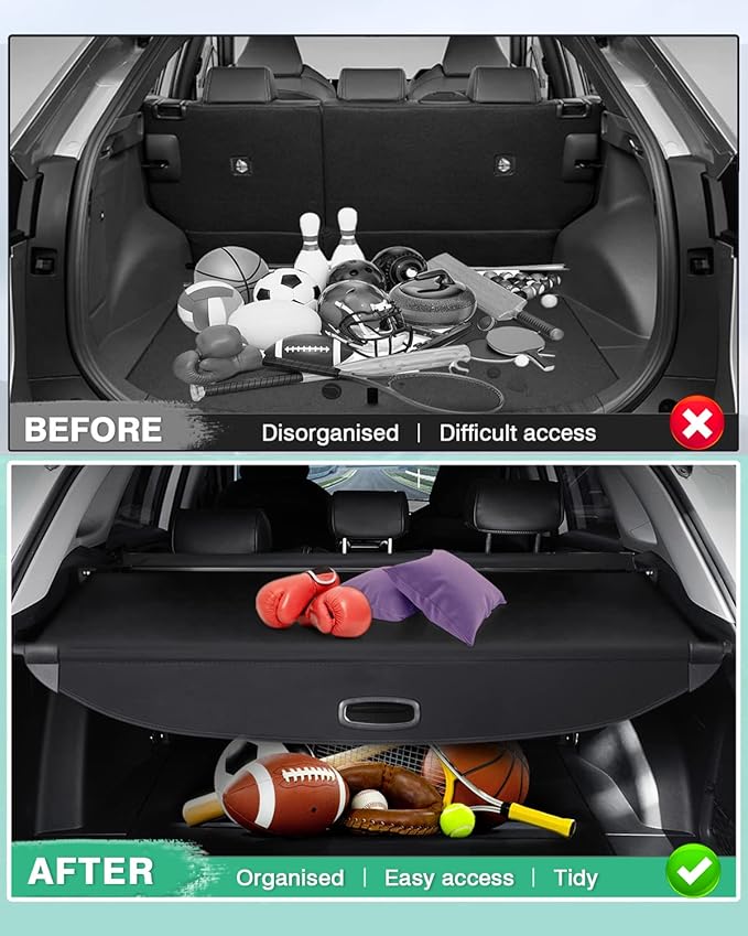 Powerty Cargo Cover for 2016-2020 Kia Sorento, Trunk Cover Retractable Trunk Shielding Shade for Kia Sorento Accessories Cargo Luggage Cover No Gap (with Extra Flaps)