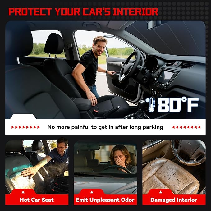 Windshield Sun Shade Custom Fit for Chevy Blazer 2019-2026, Accordion Folding Thick Window Sunshade Block Heat 99% UV Rays Sun Visor Keep Cooler Car Accessories