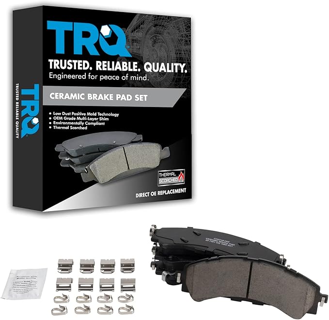 TRQ Front Ceramic Brake Pad Set Compatible with 19-22 Ford Ranger 21-22 Bronco