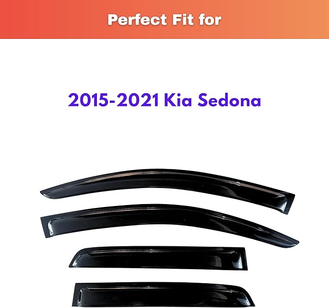 KPY Rain Guards Fit for 2015-2021 Kia Sedona, Out-Channel Window Visors Vent Wind Deflectors 4PC, Car Accessories for 15-21 Sedona