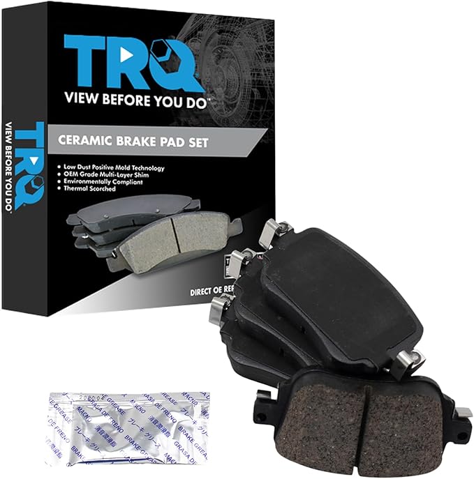TRQ Rear Brake Pads Ceramic Compatible with 2016-2018 Audi Q3 Q3 Quattro 2014-2021 Jaguar F-Type 2015-2022 Volkswagen Golf GTI Golf Alltrack Golf SportWagen Passat