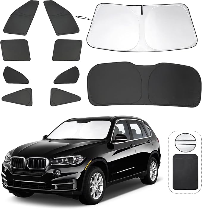10PCS YYCKE Window Shades for X5 2014-2018 for BMW Accessories Full Windows Rear Triangular Windshield Sun Shade Sun UV Rays Privacy Protection for Camping