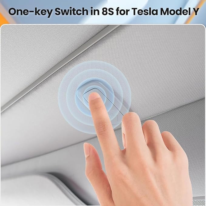 Electric Sunshade Roof for Tesla Model Y, Retractable Sunshade Roof Heat Insulation Glass Roof for Tesla Model Y 2019~2024, 5 Layer 99.9% UV Protection, Interior Gray Hidden Wires