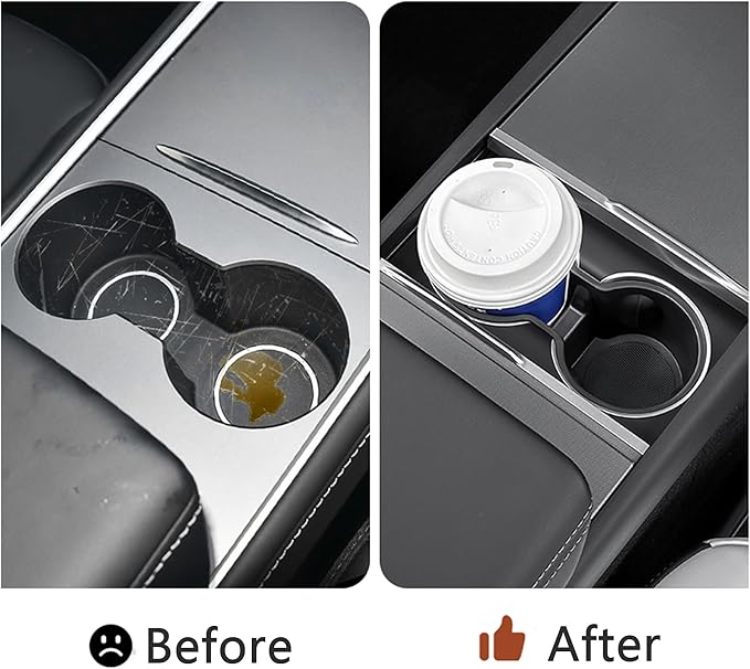 3PCS Center Console Accessories for Tesla New Model Y Juniper 2026 2025 Model 3 Highland 2024 Cup Holder Insert, Screen Edge Protector Frame, Wireless Charger Mat Silicone, Black