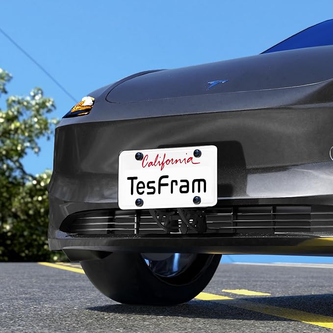 Tesla Model 3 Highland Front License Plate Holder, Height-Adjustable & No Drill License Plate Mouting Kit with Anti-Theft Features (FIt Model 3 2024-2025, No Front Bumper Camera)