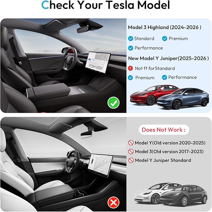 Tesla Model Y Juniper 2025 2026 & Model 3 Highland 2024 2026 Center Console Organizer Tray [Slide Smoothly + Easy Installation] Cup Holder for Tesla Model Y Juniper Accessories