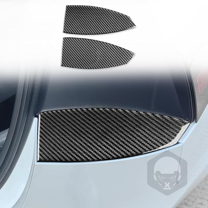 Carbon Fiber Stickers Rear Taillight Pad Decoration Sticker Car Exterior Trim Compatible with Tesla Model 3 Accessories 2024 2025 Overlay Decal Cover Anti-Scratch Protective Pad
