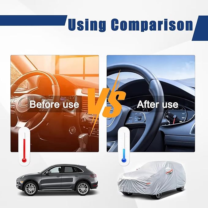 Kayme 6 Layers SUV Car Cover Custom Fit for Mercedes Benz GLE350 GLE400 GLE450 GLE43 GLE53 GLE63 (2015-2025) Waterproof All Weather for Automobiles, Outdoor Full Cover Rain Sun UV Protection.Silver
