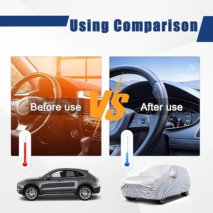 Kayme 6 Layers SUV Car Cover Custom Fit for Acura MDX (2001-2025) Waterproof All Weather for Automobiles, Outdoor Full Cover Rain Sun UV Protection.Silver