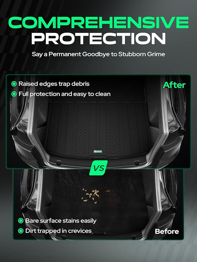 YHTAUTO Rear Cargo Trunk Mat Compatible with Tesla Model Y Juniper 2025 2026, TPE Floor Liners All Weather Custom Fit, Black
