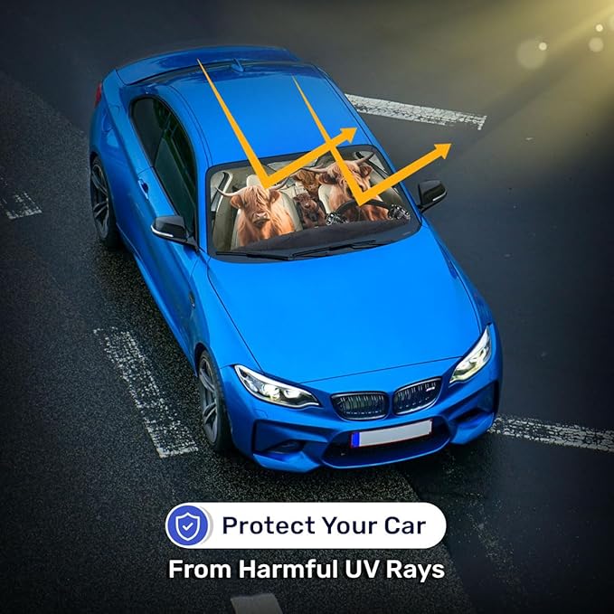 Horror Windshield Sun Shade for Car SUV Truck (55x30 Inches), Front Window Visor for Windows, Protector Blocks UV