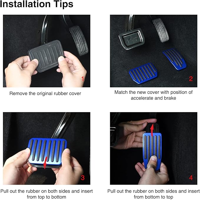 Foot Pedal Pads Set for Tesla Model 3 Model Y, Non-Slip Performance Aluminum Car Accessories Brake & Accelerator Pedal Covers for Model 3/Y (Blue)