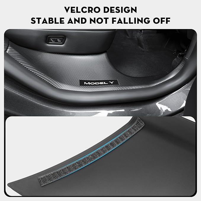 8PCS Door Sill Protector for Tesla Model Y Juniper Door Entry Guard Anti-Kick Full Protect Door Entry Cover for 2025-2026 New Model Y Juniper Interior Accessories(Carbon Fiber Pattern)