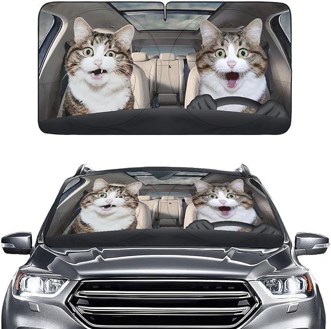 Horror Windshield Sun Shade for Car SUV Truck (55x30 Inches), Front Window Visor for Windows, Protector Blocks UV