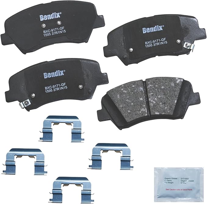 Bendix Priority1 CFC1595 Ceramic Front Brake Pads for Select Models Hyundai Elantra, Elantra Coupe, GT, Veloster, Kia Forte, Forte5, Forte Koup, Soul