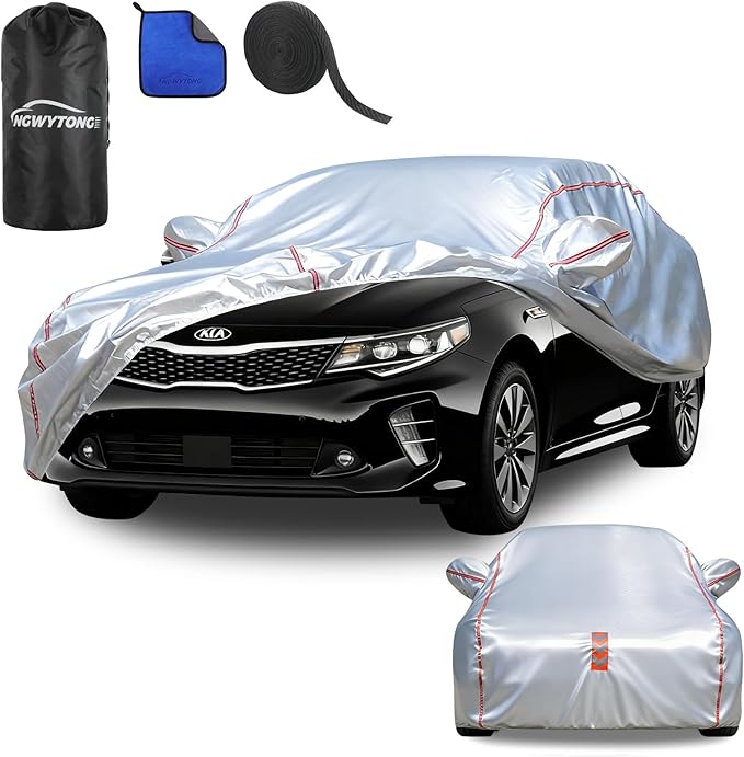 Car Cover Waterproof All Weather for Kia K5 2020-2025,All-Around Fastening and 4 Upgrades, 30s Quick-Install for Car Cover