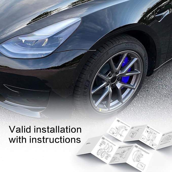 Brake Caliper Covers Set of 4 Compatible with for Tesla model 3 Accessories，2017-2023 18/19 inch Wheel Hub Brake Caliper Covers -Fit For Tesla Model3 Sports blue Brake Caliper(Sports blue)