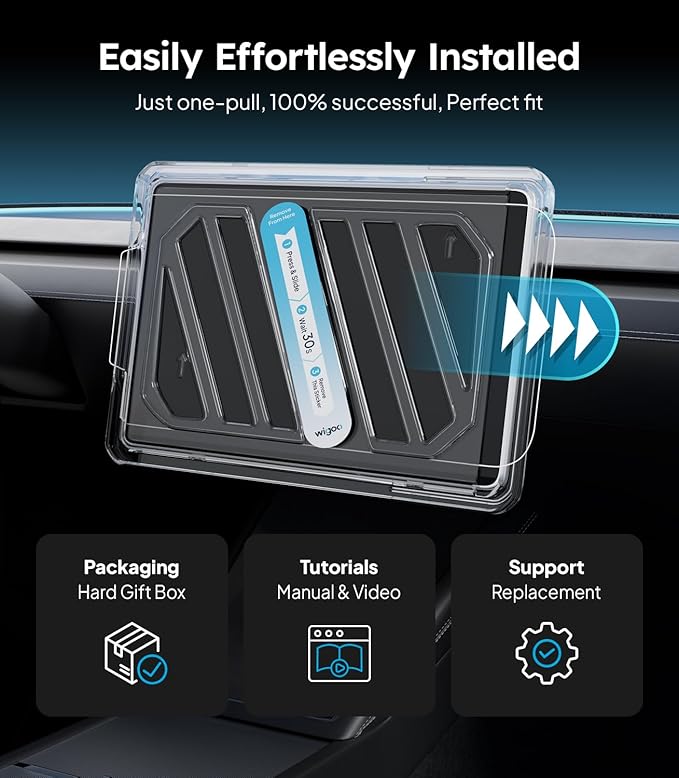 Wigoo Tesla Model X & Model S Screen Protector Matte [No Glare & Fingerprint] Model X (2021~2025)/Model S(2021~2025) Accessories, Tempered Glass Protector with Alignment Kit