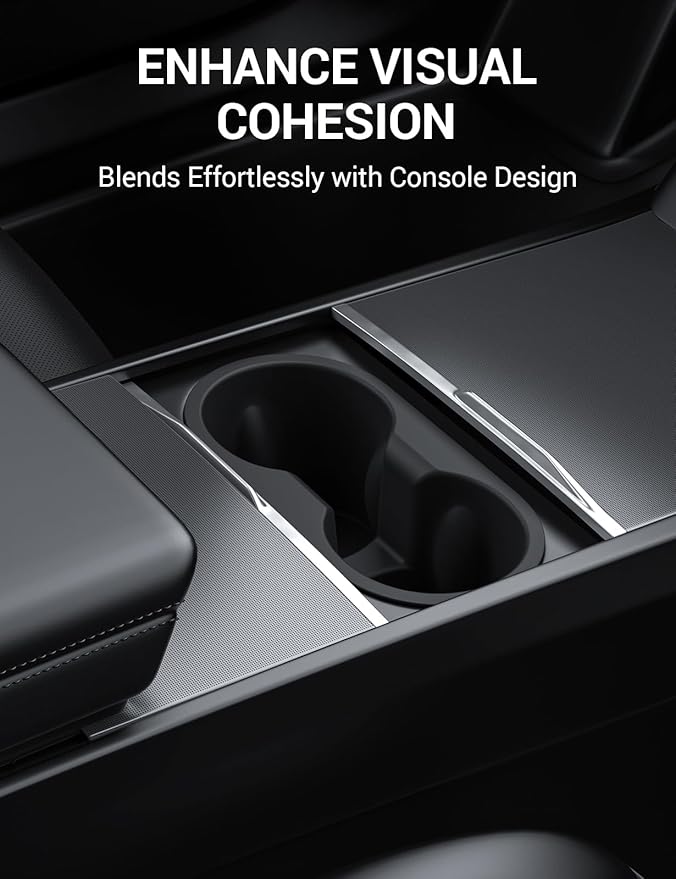 Motrobe 2025 2026 Tesla Model Y Juniper Cup Holder Insert 2024 2025 2026 Model 3 Highland Center Console Cupholder Silicone Model 3 Highland Model Y Juniper Accessory (Standard/Premium/Performance)