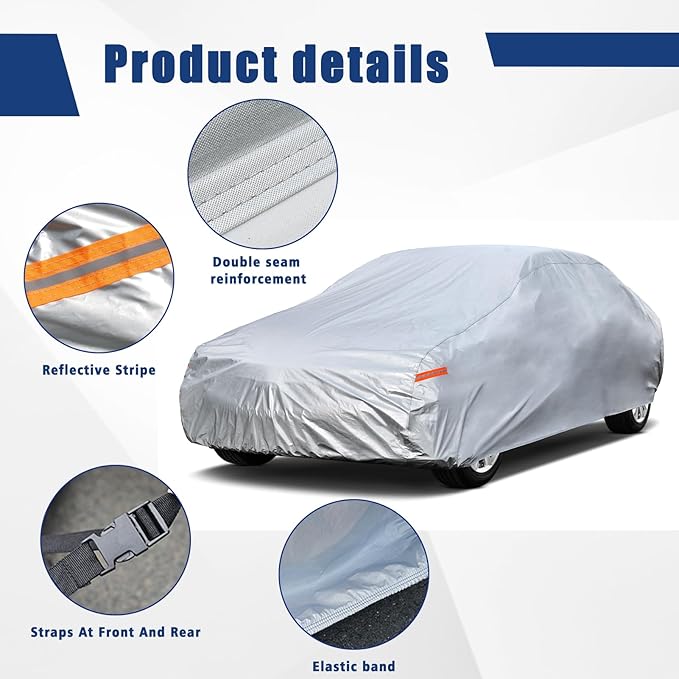 Kayme 6 Layers Car Cover Custom Fit for Chevrolet Corvette C4/C5/C7/C8 Coupe Convertible Targa (1980-2025) Waterproof All Weather for Automobiles, Outdoor Full Cover Rain Sun UV Protection.Silver