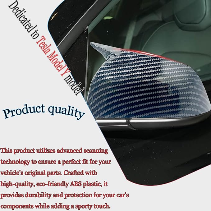 Side Mirror Cover,for Tesla Model Y 2026 2027，2PCS Horned Turn Signal housing Cover Sets car Accessories -Carbon Fiber