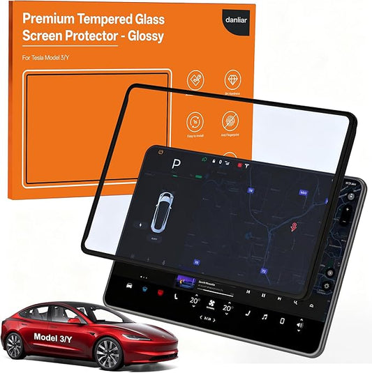 (15.4")【1s Snap-On Easy installation】Tesla Accessories - 4K HD & Anti-Blue Light Screen Protector for 2025 Model Y Juniper (Standard、Premium) / Model 3 Highland (2024 - 2026), Frame & Screen Protection, Glossy