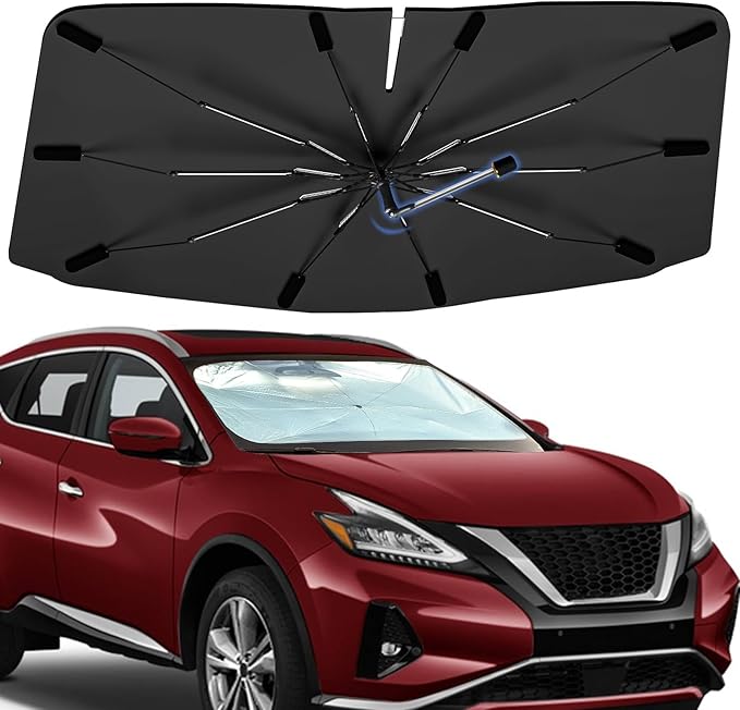 Windshield Sun Shade Umbrella for Nissan Murano 2015-2025, Foldable Car Sunshade for Front Window, Highly Reflective Auto Sun Shield Visor for UV Protection, Keep Car Cool Accessories