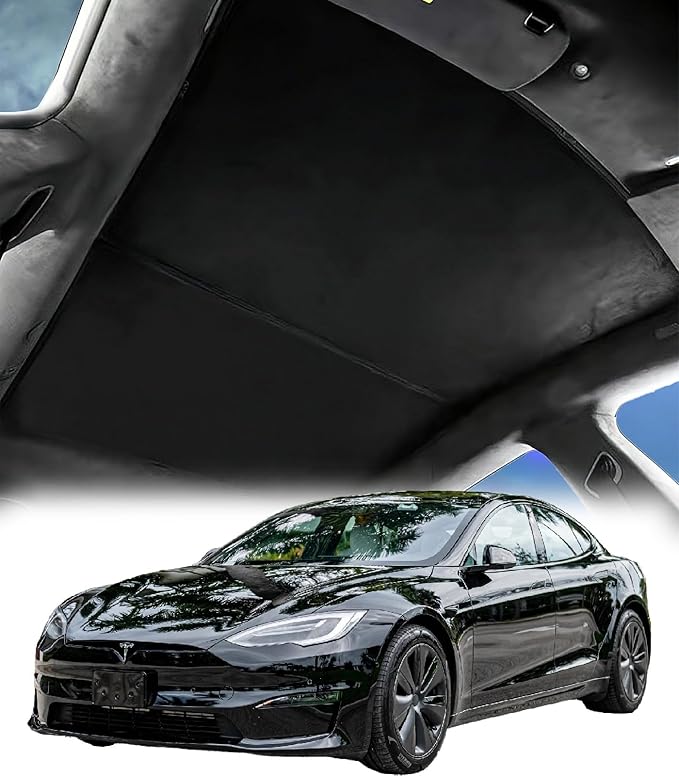 Roof Sunshade Compatible with Tesla Model S 2019-2022 Interior Accessories,Premium Soft Suede Sunroof Sun Shade, No Sag Foldable Roof Glass Shade