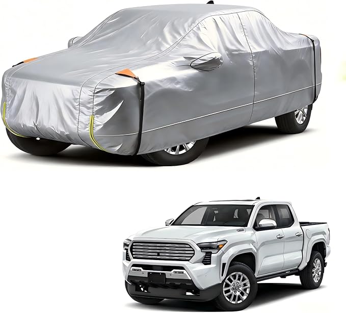 Wigoo Toyota Tacoma Car Cover 2016-2026, Custom Fit Waterproof All Weather Outdoor Full Exterior Truck Cover, Windproof UV Rain Snow Dust Protection, Paint-Safe Lining, Door Zipper, Tacoma Accessories