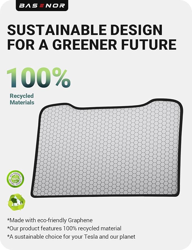 BASENOR 2025 2026 Tesla Model Y Sunshade Roof [No Gap] [Nano Ice-Crystal] Heat Insulation Foldable Sunroof Cover, UV Protection Shade for Model Y Juniper (Standard/Premium/Performance) Black