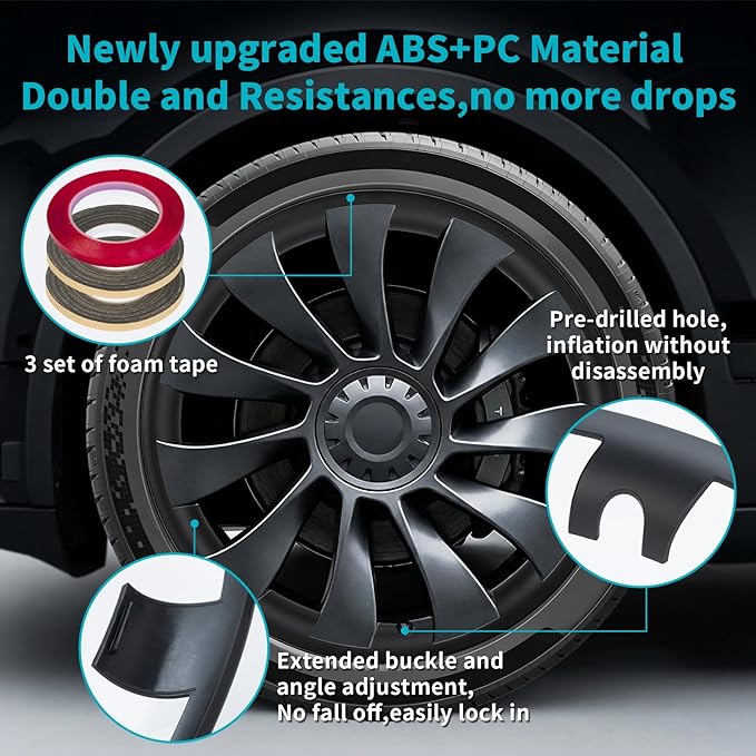 Rim Protector for 20 inch Induction Wheels, ABS Trim Rings for Curb Rash Prevention, Matte Black, Set of 4