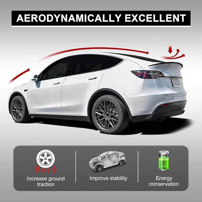 Spoiler Fit for Tesla Model Y 2020-2024, Upgrade ABS Material Rear Spoiler Wing OEM Rear Trunk Lip, Model Y Accessories, Matte Black