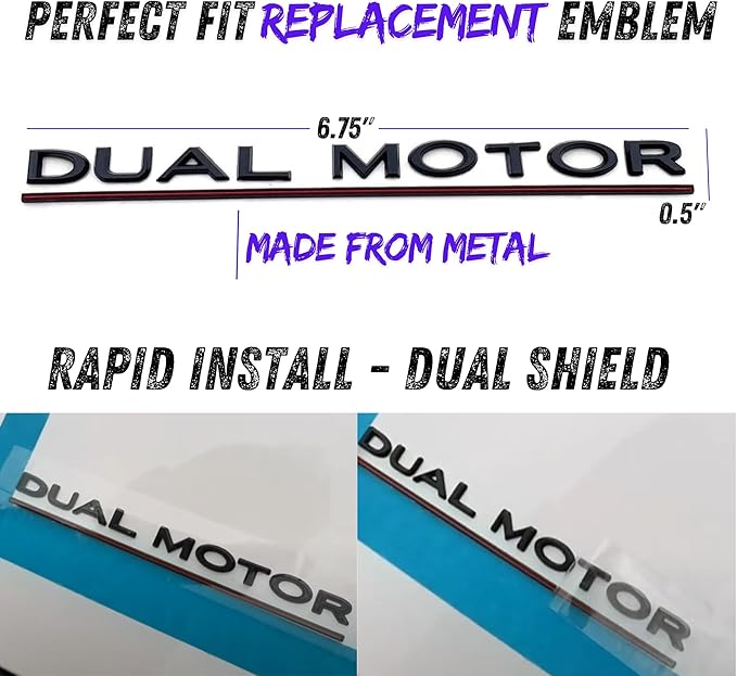 Metal Dual Motor Performance Emblem Logo Decal Sticker in Matte Black for Tesla Model 3 Highland Model Y Juniper (Dual Motor)