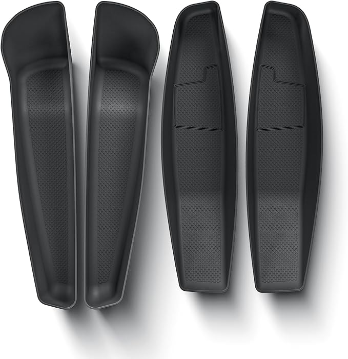 LUCKEASY 4PCS Door Side Storage Organizer for Tesla Model Y Juniper 2025 2026 Front & Rear Door Slot Pocket Box Insert Tray TPE for Model Y Juniper 2026 Accessories Black