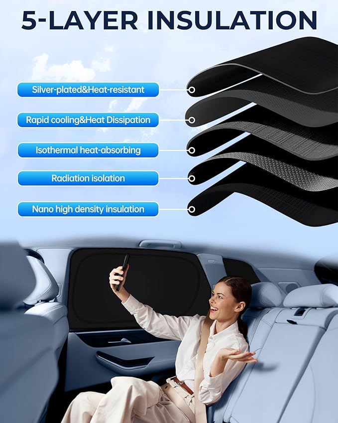 for Kia Telluride 2020-2025 Car Window Shades, 8pcs Privacy Sun Shade Set for Front Windshield Side and Rear Windows, Full Window Covers Keeps Vehicle Cool for Camping Napping
