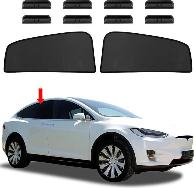 Unifizz Car Window Shades, 2 Pack Tesla Model x Car Side Window Sun Shades, UV Protection Breathable Mesh Baby Window Covers, Privacy Protect for Kids,Family,Pets,Black (34.65""x16.93"")